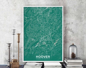 HOOVER Alabama AL US map poster color Hometown City Print Modern Home Decor Office Decoration Wall Art Dorm Bedroom Gift