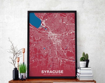 SYRACUSE New York NY USA poster color Hometown City Print Modern Home Decor Office Decoration Wall Art Dorm Bedroom Gift