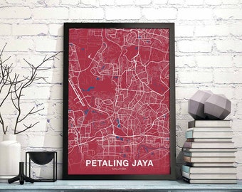 PETALING JAYA  Malaysia poster color Hometown City Print Modern Home Decor Office Decoration Wall Art Dorm Bedroom Gift