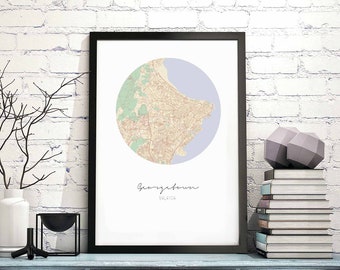 GEORGETOWN Malaysia map poster wall decor design modern minimal nordic travel bedroom home art vintage retro dorm nursery housewarming