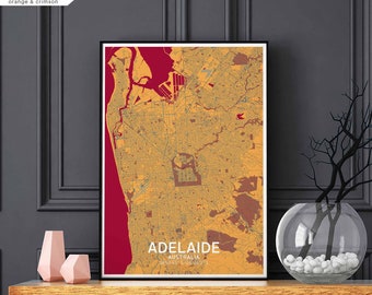 ADELAIDE Australia map poster black white Hometown City Print Modern Home Decor Office Decoration Wall Art Dorm Bedroom Gift