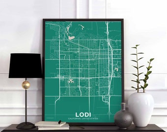 LODI California CA USA poster color Hometown City Print Modern Home Decor Office Decoration Wall Art Dorm Bedroom Gift