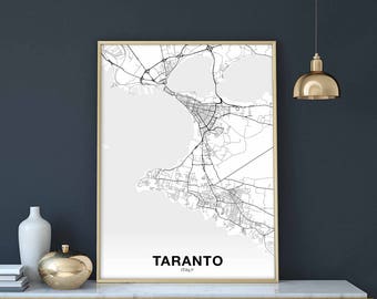 TARANTO Italy map poster Hometown City Print Modern Home Decor Office Decoration Wall Art Dorm Bedroom Gift