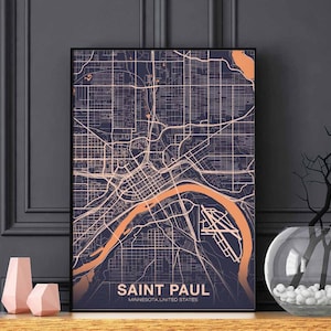 SAINT PAUL Minnesota MN usa poster color Hometown City Print Modern Home Decor Office Decoration Wall Art Dorm Bedroom Gift