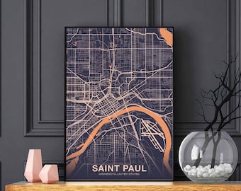SAINT PAUL Minnesota MN usa poster color Hometown City Print Modern Home Decor Office Decoration Wall Art Dorm Bedroom Gift