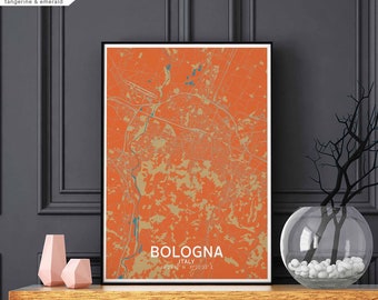 BOLOGNA Italy map poster black white Hometown City Print Modern Home Decor Office Decoration Wall Art Dorm Bedroom Gift