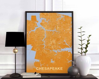 CHESAPEAKE Virginia WV USA poster color Hometown City Print Modern Home Decor Office Decoration Wall Art Dorm Bedroom Gift