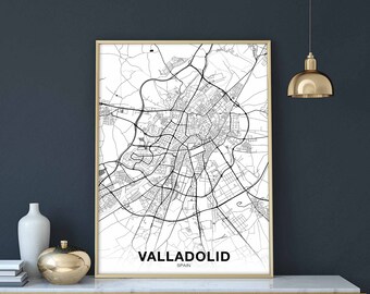 VALLADOLID Spain map poster black white Hometown City Print Modern Home Decor Office Decoration Wall Art Dorm Bedroom Gift
