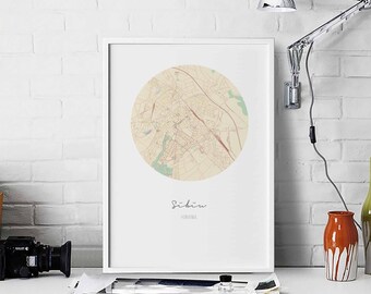 SIBIU Romania map poster wall decor design modern minimal nordic travel bedroom home art vintage retro dorm nursery housewarming