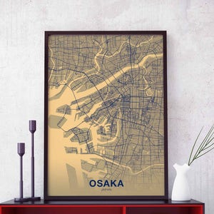 OSAKA japon carte affiche couleur ville natale ville impression moderne décor à la maison bureau décoration mur art dortoir chambre cadeau