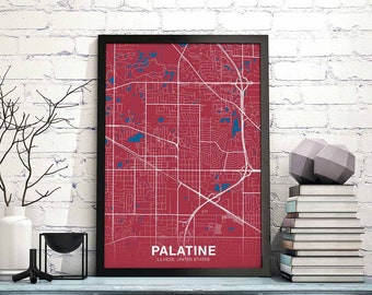 PALATINE Illinois IL USA poster color Hometown City Print Modern Home Decor Office Decoration Wall Art Dorm Bedroom Gift