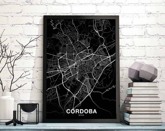 CORDOBA Spain map poster black white Hometown City Print Modern Home Decor Office Decoration Wall Art Dorm Bedroom Gift