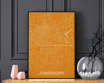 JONESBORO Arkansas AR USA poster color Hometown City Print Modern Home Decor Office Decoration Wall Art Dorm Bedroom Gift