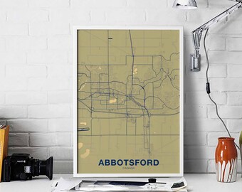 ABBOTSFORD Canada poster color Hometown City Print Modern Home Decor Office Decoration Wall Art Dorm Bedroom Gift