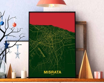 MISRATA Libya poster color Hometown City Print Modern Home Decor Office Decoration Wall Art Dorm Bedroom Gift