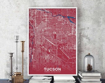 TUCSON Arizona AR US map poster color Hometown City Print Modern Home Decor Office Decoration Wall Art Dorm Bedroom Gift