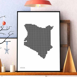 KENIA minimal dots retro Landkarte schwarz weiß Wand Dekor Design modern schweizer skandinavisch skandinavisch Einweihungsparty
