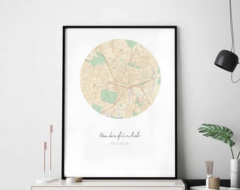 WAKEFIELD Great Britain UK map poster wall decor design modern minimal nordic travel bedroom home art vintage retro dorm nursery