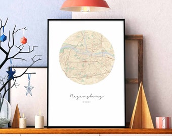 REGENSBURG Germany map poster wall decor design modern minimal nordic travel bedroom home art vintage retro dorm nursery housewarming