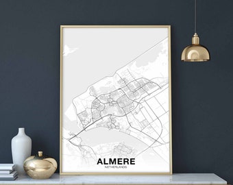ALMERE Netherelands map poster black white Hometown City Print Modern Home Decor Office Decoration Wall Art Dorm Bedroom Gift