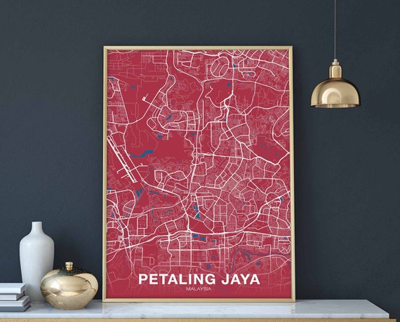 Petaling Jaya Malaysia Map Poster Color Hometown City Print Etsy Ireland