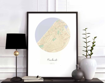 RABAT Morocco map poster wall decor design modern minimal nordic travel bedroom home art vintage retro dorm nursery housewarming