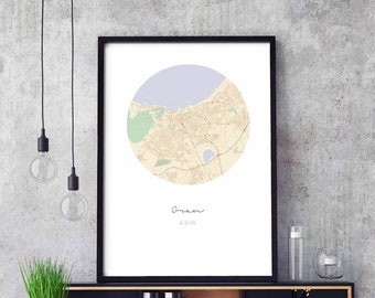 ORAN Algeria map poster wall decor design modern minimal nordic travel bedroom home art vintage retro dorm nursery housewarming