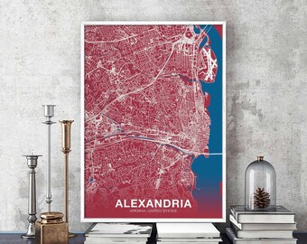 ALEXANDRIA Virginia VA US map poster color Hometown City Print Modern Home Decor Office Decoration Wall Art Dorm Bedroom Gift