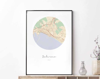 SALERNO Italy map poster wall decor design modern minimal nordic travel bedroom home art vintage retro dorm nursery housewarming