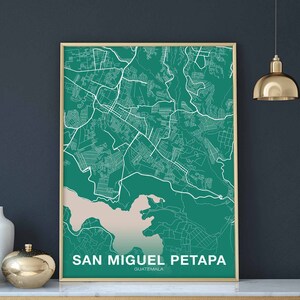 SAN MIGUEL PETAPA Guatemala Karte Poster Farbe Heimatstadt Stadt Druck Moderne Wohnkultur Büro Dekoration Wand Kunst Wohnheim Schlafzimmer Geschenk