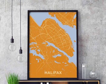 HALIFAX Canada map poster color Hometown City Print Modern Home Decor Office Decoration Wall Art Dorm Bedroom Gift