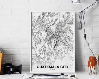 GUATEMALA capital map poster Hometown City Print Modern Home Decor Office Decoration Wall Art Dorm Bedroom Gift