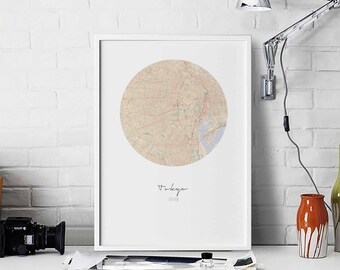 TOKYO Japan map poster wall decor design modern minimal nordic travel bedroom home art vintage retro dorm nursery housewarming