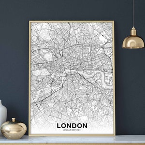 Póster de mapa de Londres, Gran Bretaña, Reino Unido, ciudad natal, impresión moderna, decoración del hogar, decoración de la oficina, arte de pared, dormitorio, regalo