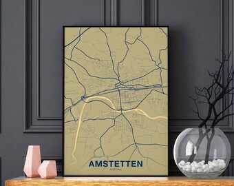 AMSTETTEN Austria poster color Hometown City Print Modern Home Decor Office Decoration Wall Art Dorm Bedroom Gift