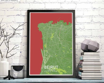 BEIRUT Lebanon map poster black white Hometown City Print Modern Home Decor Office Decoration Wall Art Dorm Bedroom Gift