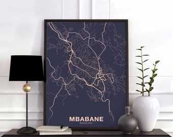 MBABANE Swaziland poster color Hometown City Print Modern Home Decor Office Decoration Wall Art Dorm Bedroom Gift