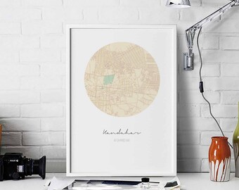 KANDAHAR Afghanistan map poster wall decor design modern minimal nordic travel bedroom home art vintage retro dorm nursery housewarming