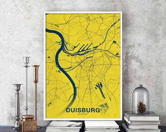 DUISBURG Germany map poster color Hometown City Print Modern Home Decor Office Decoration Wall Art Dorm Bedroom Gift