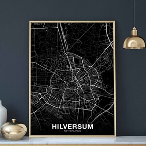 HILVERSUM Nederland kaart poster zwart wit Woonplaats Stad Print Modern Home Decor Kantoor Decoratie Wall Art Slaapzaal Slaapkamer Cadeau