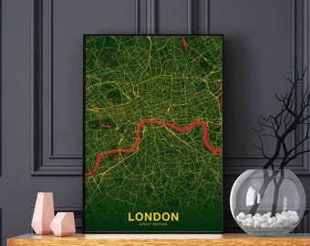 LONDON Great Britain poster color Hometown City Print Modern Home Decor Office Decoration Wall Art Dorm Bedroom Gift