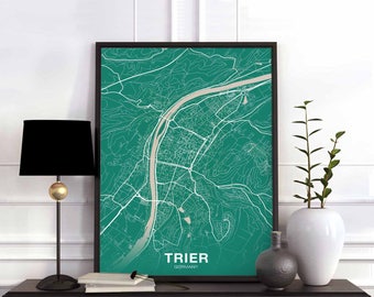 TRIER Germany map poster color Hometown City Print Modern Home Decor Office Decoration Wall Art Dorm Bedroom Gift