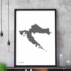 KROATIEN Minimal Poster schwarz weiss Landkarte Wand Dekor Design modern schweizerisch skandinavisch skandinavisch Einweihungsparty