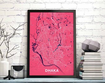 DHAKA Bangladesh poster color Hometown City Print Modern Home Decor Office Decoration Wall Art Dorm Bedroom Gift