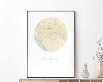 CREMONA Italy map poster wall decor design modern minimal nordic travel bedroom home art vintage retro dorm nursery housewarming