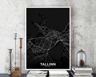 TALLINN Estonia map poster Hometown City Print Modern Home Decor Office Decoration Wall Art Dorm Bedroom Gift