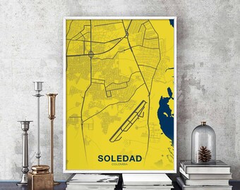 SOLEDAD Colombia map poster color Hometown City Print Modern Home Decor Office Decoration Wall Art Dorm Bedroom Gift