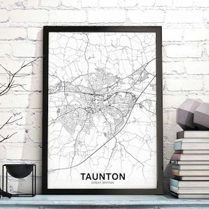 Pôster do mapa da Grã-Bretanha TAUNTON Impressão da cidade natal Decoração moderna para casa Decoração para escritório Arte de parede Dormitório Quarto Presente