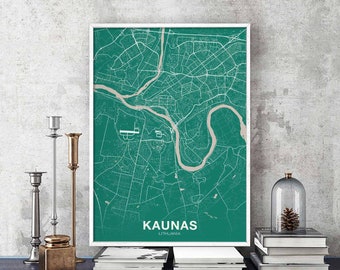 KAUNAS Lithuania poster color Hometown City Print Modern Home Decor Office Decoration Wall Art Dorm Bedroom Gift