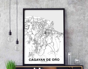 CAGAYAN DE ORO Philippines map poster black white Hometown City Print Modern Home Decor Office Decoration Wall Art Dorm Bedroom Gift